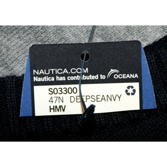 NAUTICA Men’s Size Large Navy Blue V-Neck Lightweight Sweater 100% Cotton NWT - Picture 8 of 8